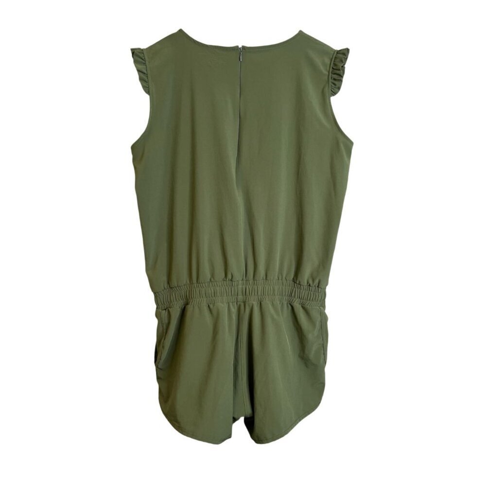 Albion Fit Green Ruffle Trimmed Sprinter Shorts Romper Size Large Athleisure - Picture 3 of 4